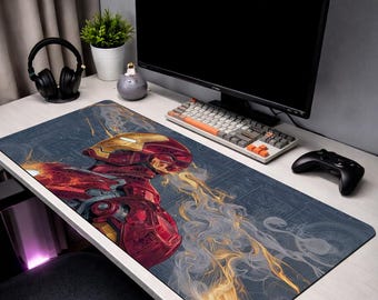 Iron Man Mouse Pad,Futuristic Armor Mouse Pad, Sci Fi Desk Mat, Tech Inspired Mousepad, Gaming Desk Setup, XL Mouse Pad,Gamer Desk Decor
