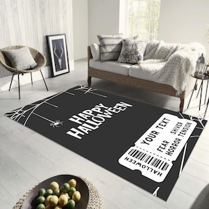 Halloween Rug,Personalizable Rug,Custom Gift,Your Text Rug,Halloween Gift,Cat Decor,Halloween Decor,Dark Aesthetic Rug,Funny Rug,Spider Rug