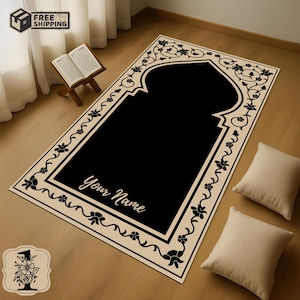 Personalized Prayer Rug with Name,Custom Islamic Mat for Adults and Kids,Muslim Gift Idea,Umrah Gift,Eid Gift,Islamic Home Decor