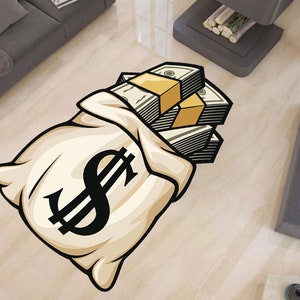 Moneybag Rug,Banknote Rug,Dollar Rug,Currency Rug,Money Rug,Man Cave Rug,Area Rugs,Pupular Rug,Personalizable Rug,Modern Home Rug
