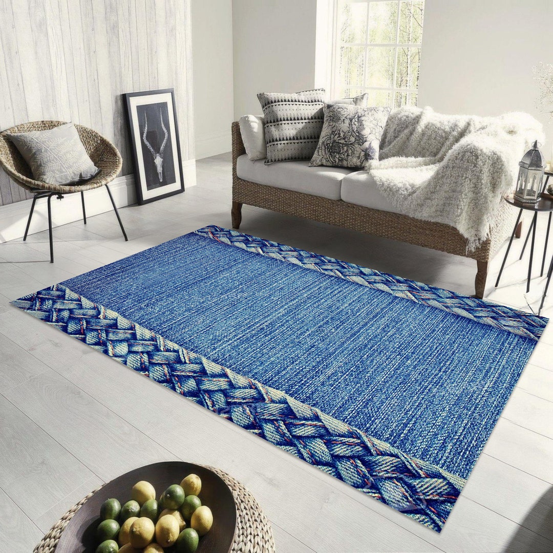 Colo Rblue Jean Blue Rug Jean Rug,jeans Decorations,denim Rug,washable Rug,personalized Carpet ...