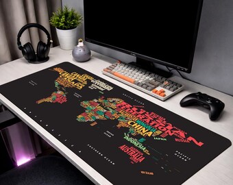 World Map Mouse Pad, Geography Desk Mat, Educational Mousepad, XL World Map Desk Mat, Teacher Gift, Student Desk Decor
