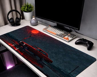 Red Car Mouse Pad, Aesthetic Desk Mat, Large Gaming Mousepad, Dark Academia Desk Setup, Custom Desk Mat, Non Slip XL Mouse Pad