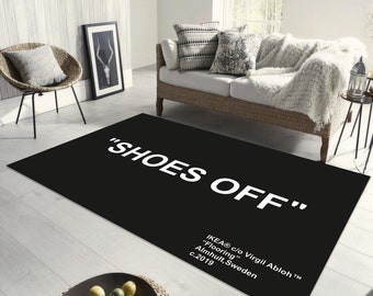 Alfombra "Zapatos fuera", "Zapatos negros fuera", "Alfombra de zapatillas", "Alfombra de vestidor", "Alfombra negra", "Alfombra de zapatillas", "Alfombra de zapatos", "Alfombra de lavandería", "Regalo personalizado"