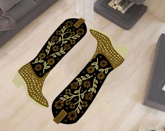 Alfombra con diseño floral estilo vaquero
