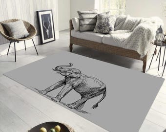 Elephant Rug: Washable Non-Slip Wildlife Decor