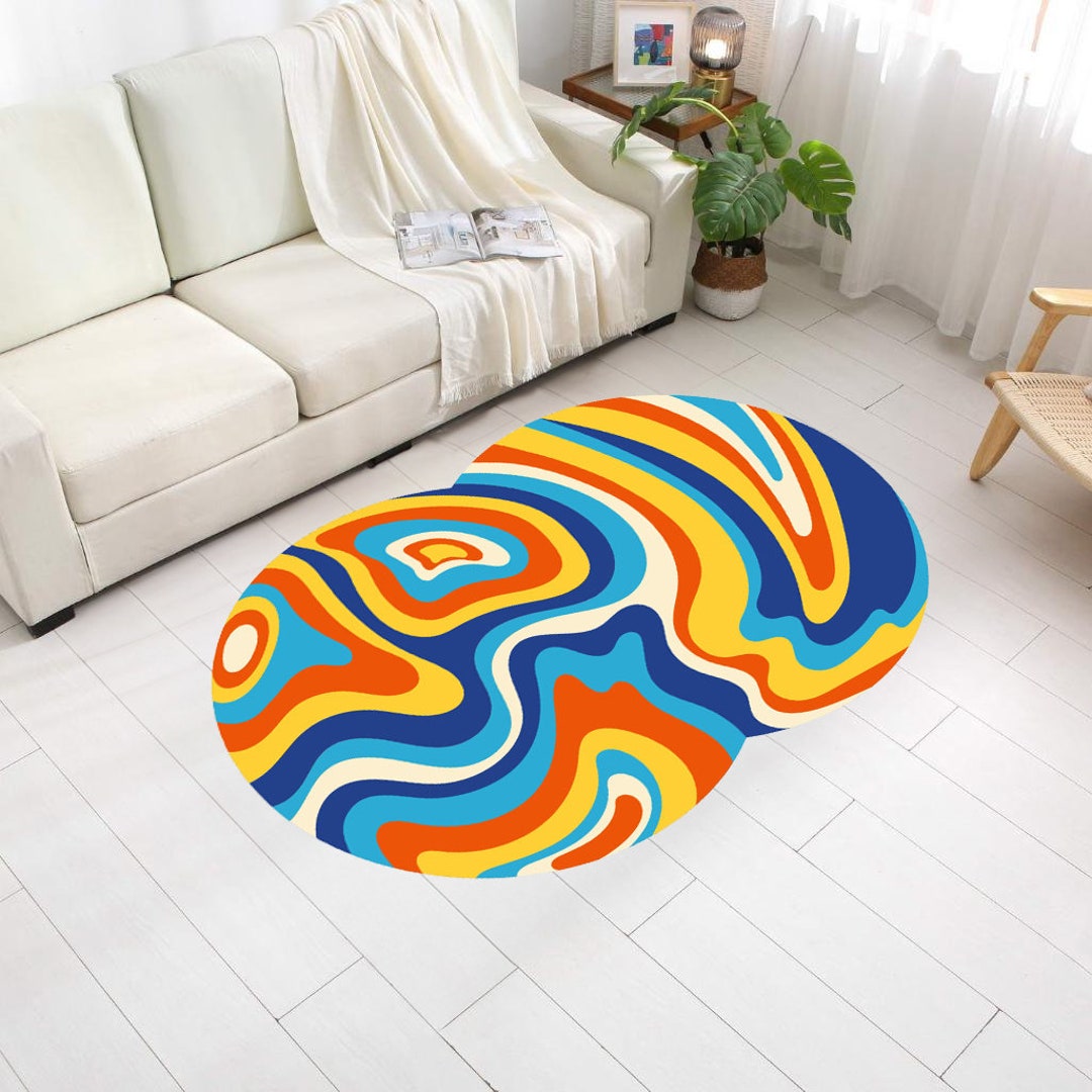 Psychedelic Shaped Rug: Colorful Modern Illustration Carpet - Etsy