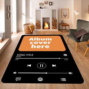 Album Cover Rug,Personalizable Music Home Decor,Music Lover Home Decor,Digital Music Streaming Service App Rug,Favorite Album Rug,Custom Rug