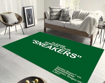 Green Sneakers Rug: Modern Sneakerhead Home Decor