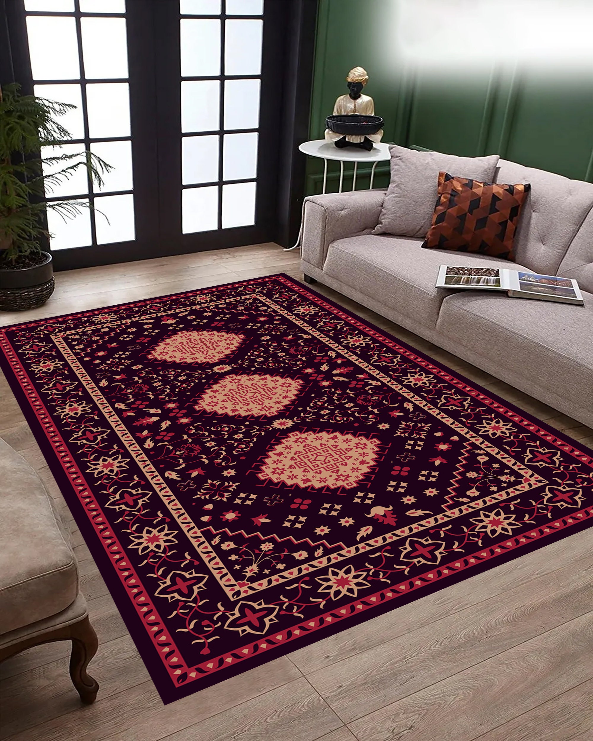 Medieval Style Rug: Rustic Turkish Tapestry, Abstract Design - Etsy
