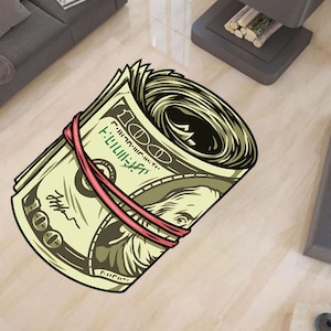Dollar Rug,Shaped Carpet,Banknote Home Decor,Currency Rug,Money Rug,Luxury Life Rug,Dollar Bills,Living Room Rug,Office Rug,Personalized Rug