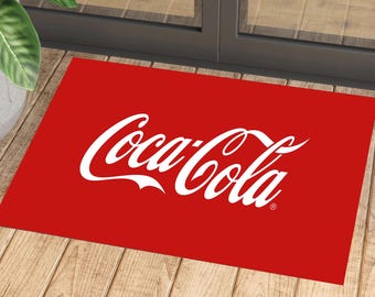 Coca Cola コカコーラ 企業 ビンテージ ラグ マット➕看板➕瓶 コカ・コーラ ドアマット：レッドレトロラグ、滑り止めエントランス