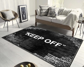 Keep Off Rug: Modern Black & White Personalized Carpet