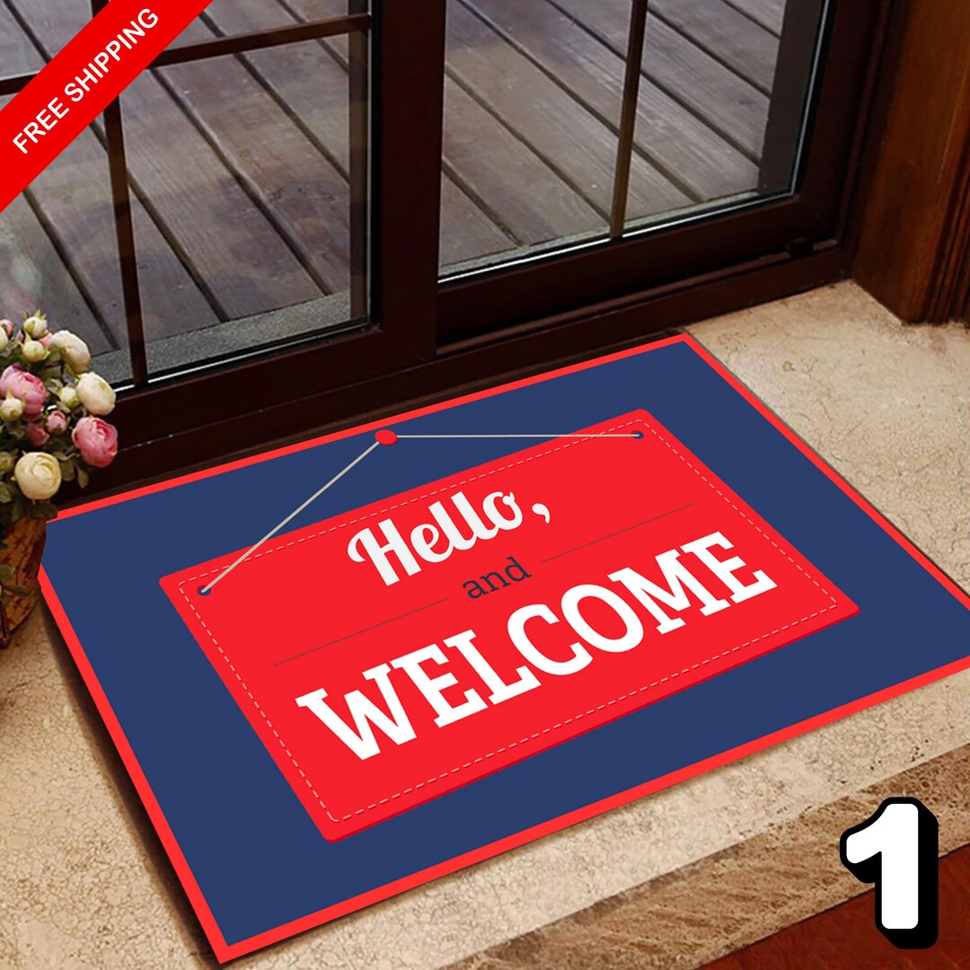 Welcome Mat,welcome Doormat,wooden Rug,red Rug,outdoor Mat,hello ...