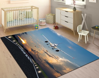 Aircraft Runway Rug: Aviation Home Decor