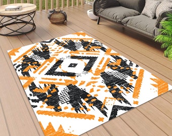 Abstract Nordic Style Area Rug: Durable Terrace Carpet