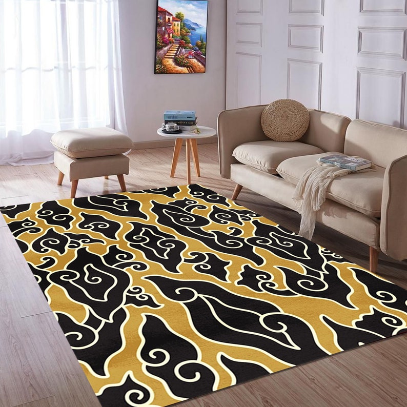 Japanese Pattern Rug Background Batik Area Rug: Japanese Cloudy Pattern, Washable Bamboo Rug - Etsy