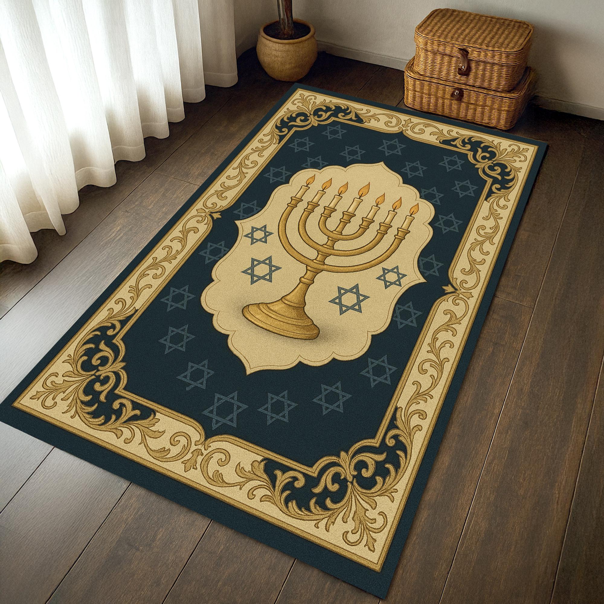 Judaica Rug Menorah & Star of David Prayer Rug: Jewish Home Decor - Etsy