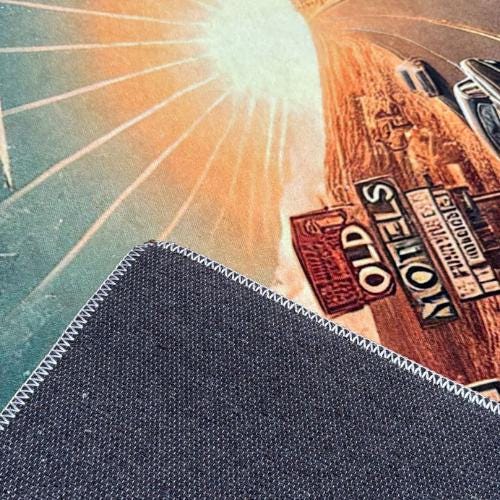 ROUTE 66 デザイン ラグ マット ヴィンテージ風 Route 66 Car Rug: Vintage Style Non-slip Microfiber Carpet - Etsy