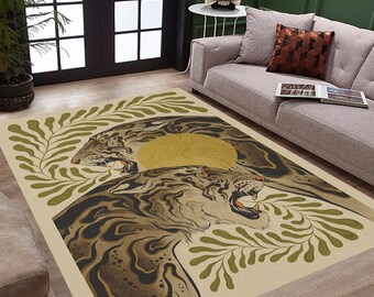 Tappeto tigre vintage,tappeto con animali,tappeto leone,tappeto tigre,regalo personalizzabile,tappeto soggiorno,arredamento moderno per la casa,tappeto fauna selvatica,tappeto ghepardo