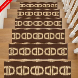 Geometric Chain Pattern Stair Tread Rug - Non-Slip Stair Mat
