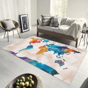 Vintage World Map Rug,Map Rug,World Map Carpet,Map Area Rug,Old Map Rug,Soft Rug,Vinatge Rug,Popular Rug,Retro Rug,Nursery Rug,Office Rug