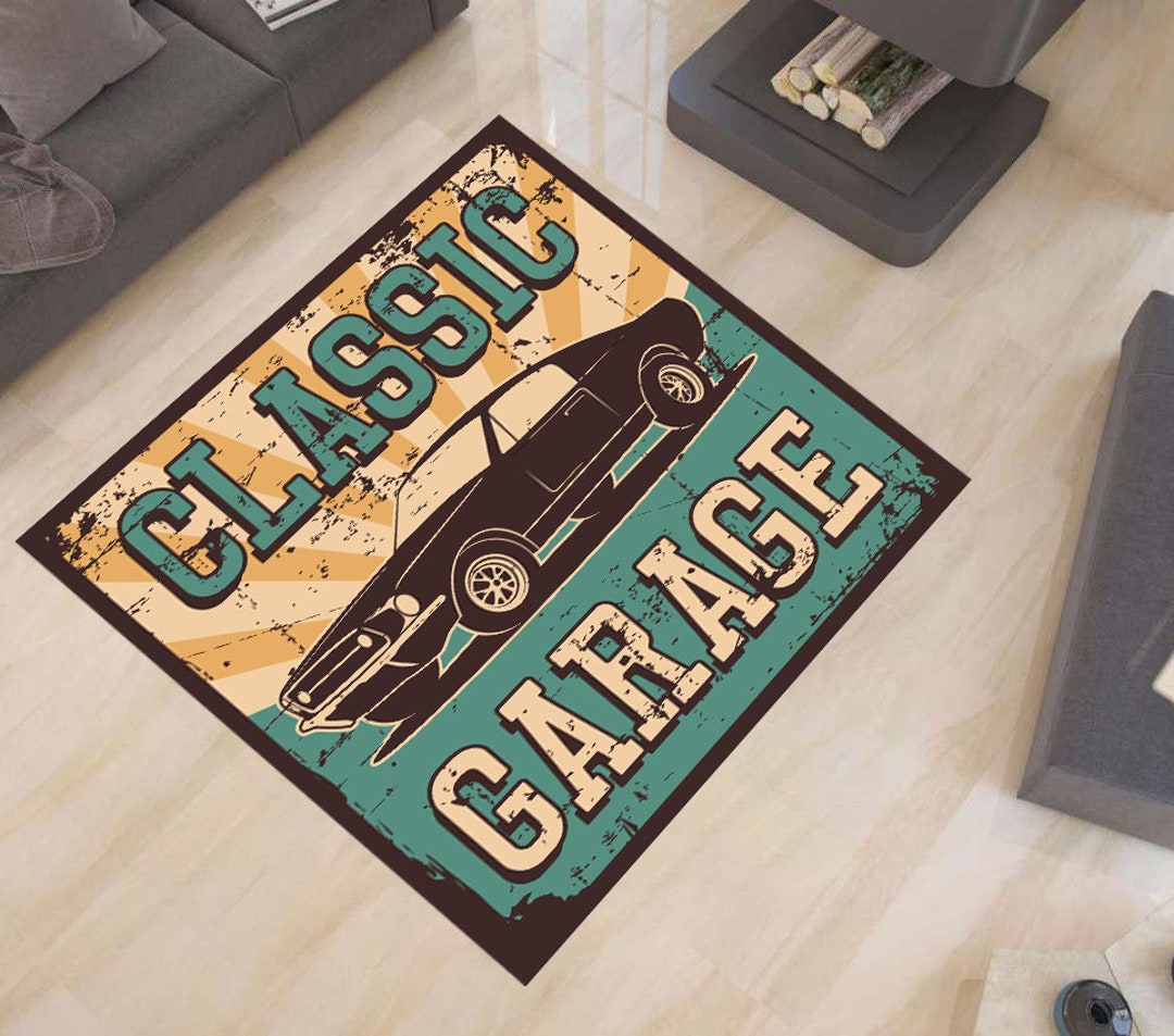 Classic Car Garage Rug: Personalized Vintage Style - Etsy