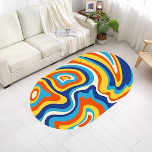 Tapis vortex, tapis en forme, tapis illusion, décoration d'intérieur moderne, tapis psychédélique, tapis art holographique, tapis arc-en-ciel, tapis de chambre à coucher coloré, tapis personnalisé image 1