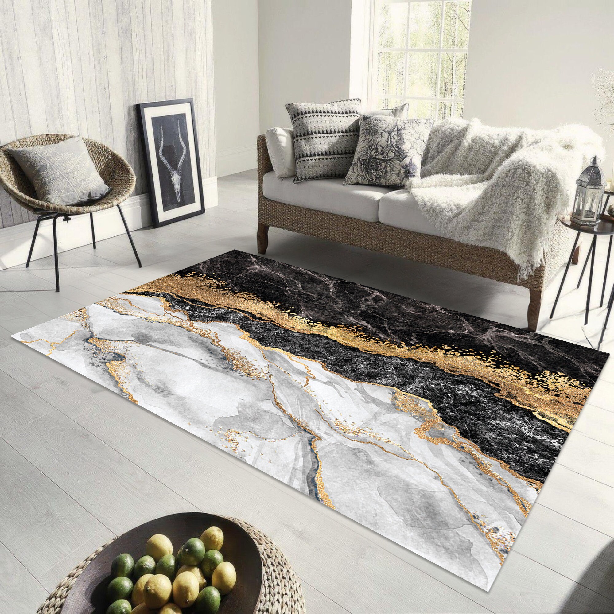 Gold Marble Rug: Modern Luxury Carpet, Personalized Rug - Etsy