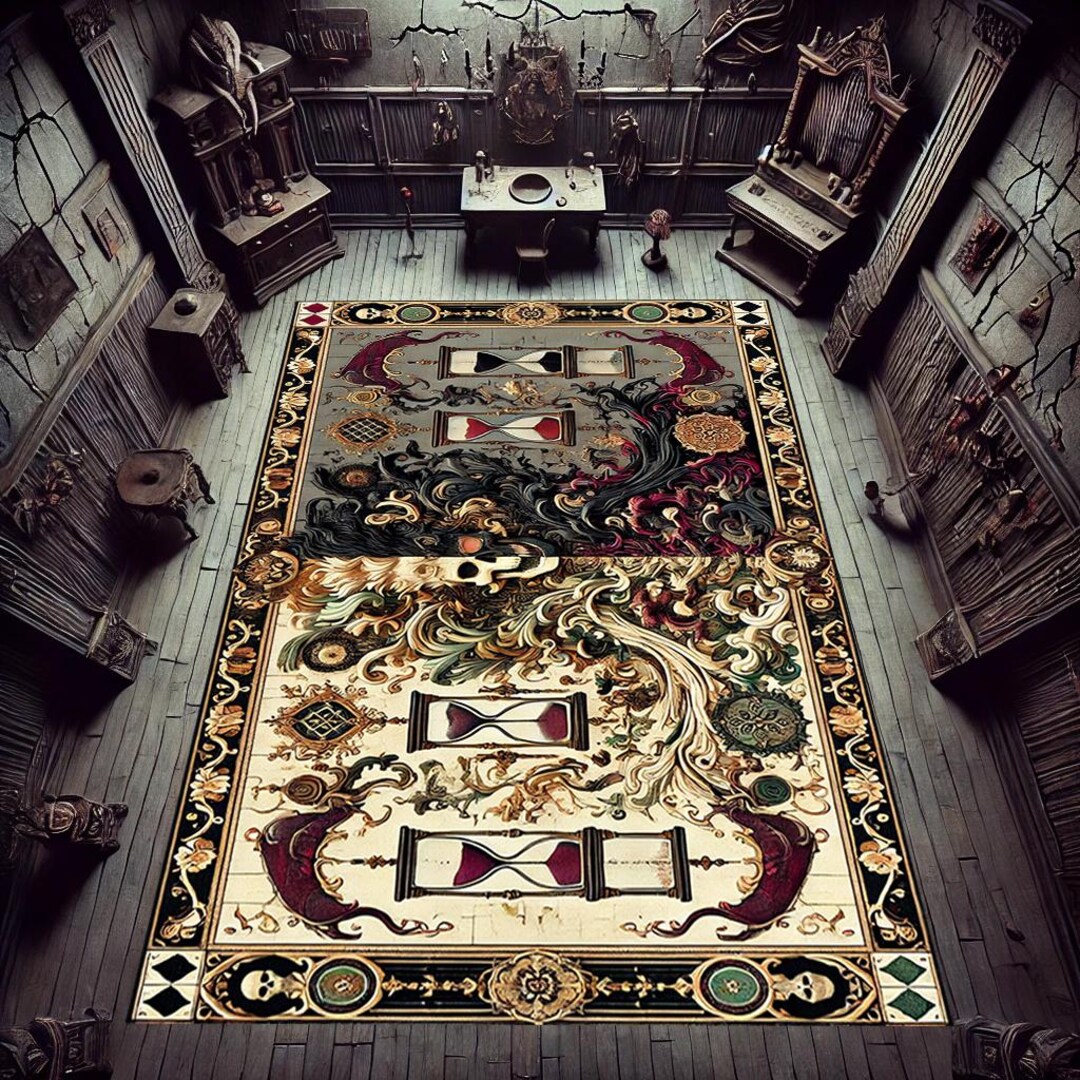 Gothic Rug For Library Hourglass Gothic Rug: Creepy Library Decor - Etsy