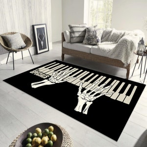 Piano Keybord Rug,Skeloton on the Keybord,Music Rug,Music Room Rug,Musical Carpet,Musician Rug,Teens Room Rug,Piano Rug,Personalized Gift