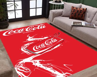 コカ・コーラのロゴ入りラグ：レトロな赤のクラシックなコカ・コーラ