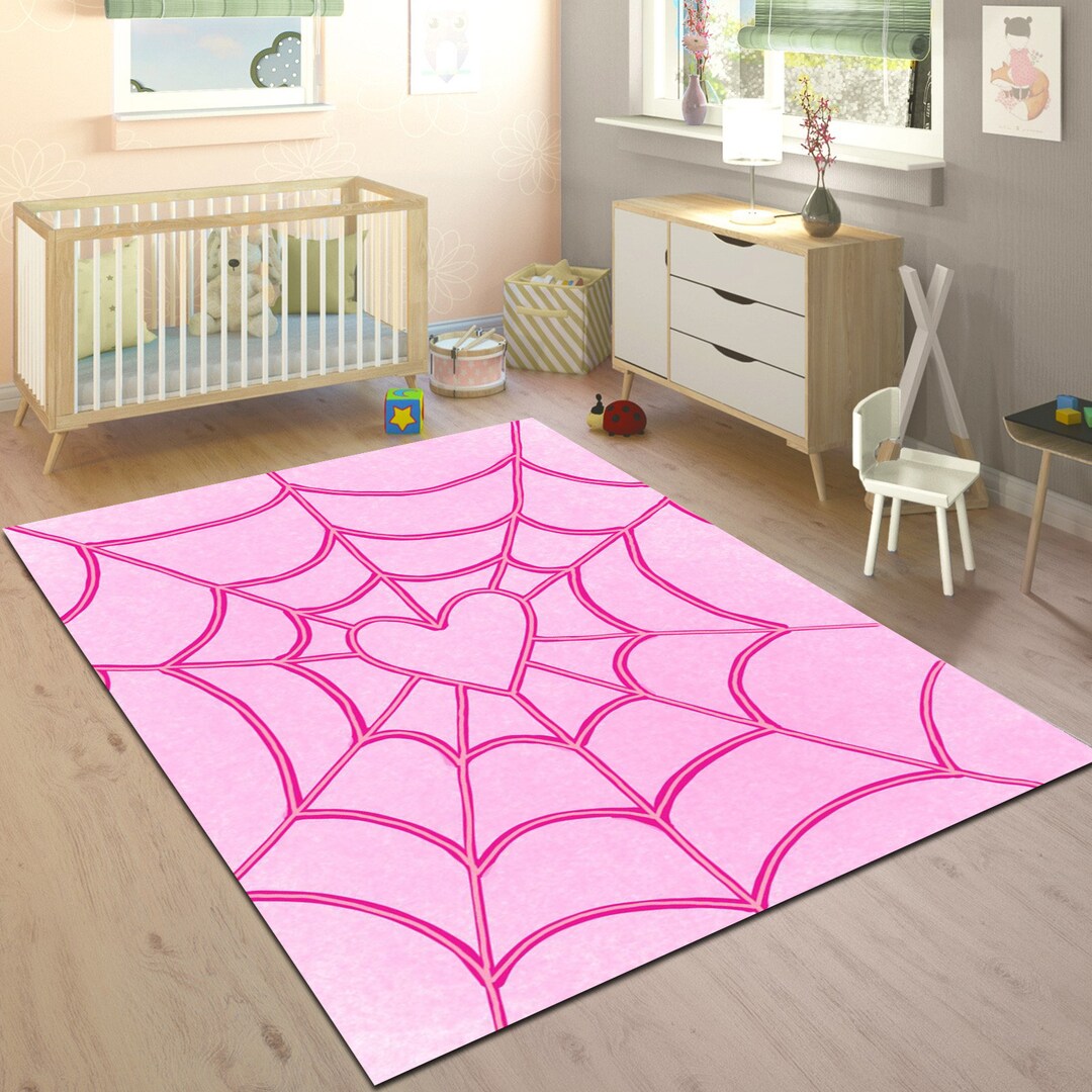 Pink Spider Web Rug,spiderman Rug,heart Rug,nursery Rug,web Rug,spider ...