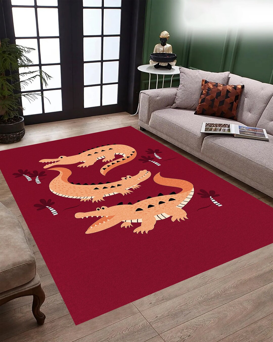 Cool Rug Lizard Crocodile Rug,alligator Rug,animal Rug,flowers Rug,exotic Rug,botanical ...