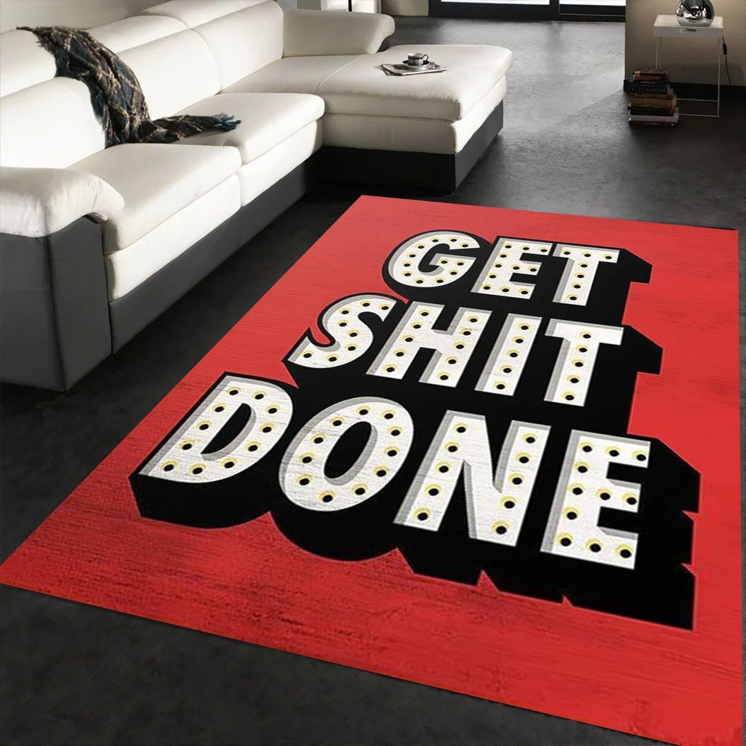 Red Modern Rug: Funny Motivational Carpet, Luxury Home Decor - Etsy