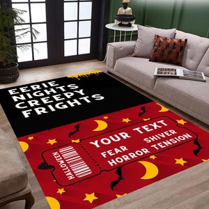 Halloween Rug,Luxury Decor,Bat Decor,Personalizable Rug,Custom Gift,Your Text Rug,Ghost Rug,Halloween Gift,Cat Decor,Halloween Decor
