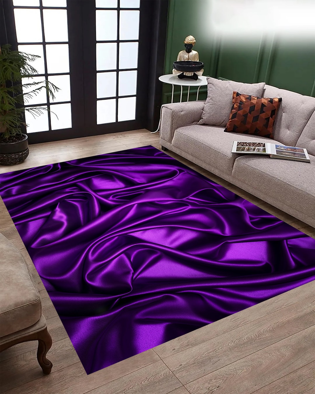 Fancy Purple Rug Purple Satin Patterned Rug: Modern Luxury Carpet - Etsy