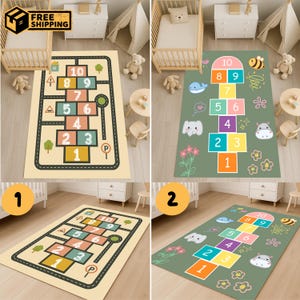 Hopscotch Teppich für Kinder, lustige Spielmatte für Kinderzimmer und Spielzimmer, lehrreicher und weicher Teppich, Lernmatte
