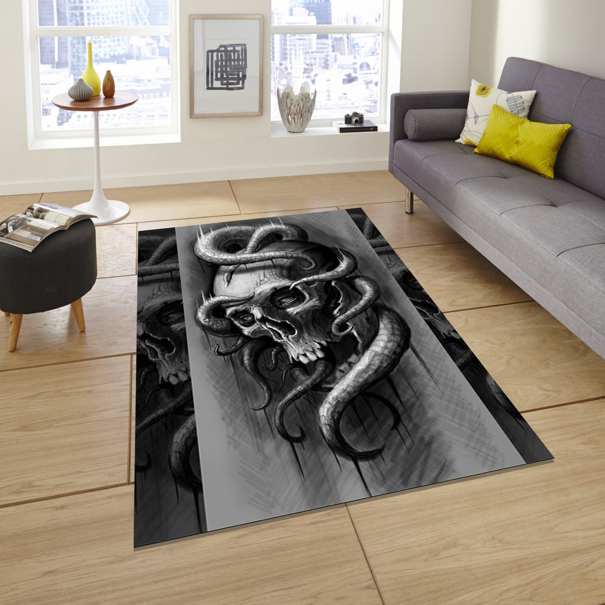 Discover Gothic Skull Rug,Avengers Rug,Skeleton Rug,Snake Rug,Ghost Themped Rug,Bone Carpet,Horror Home Decor,Decorated Skull,Fantastic Teens Room