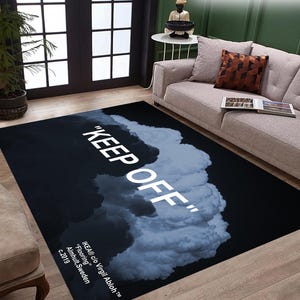 Tappeto Keep Off, tappeto a forma di nuvola, arredamento per la casa Keep Off, tappeto moderno, tappeto blu Keep Off, regalo personalizzato, tappeto tradizionale, tappeto con motivo turco