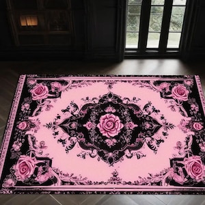 Pink Motif Carpet,Elegant Floral Rug,Turkish Rug,Traditional Rug,Lodge Area Rug,Historic Rug,Pink Area Rug,Romantic Pink Rug