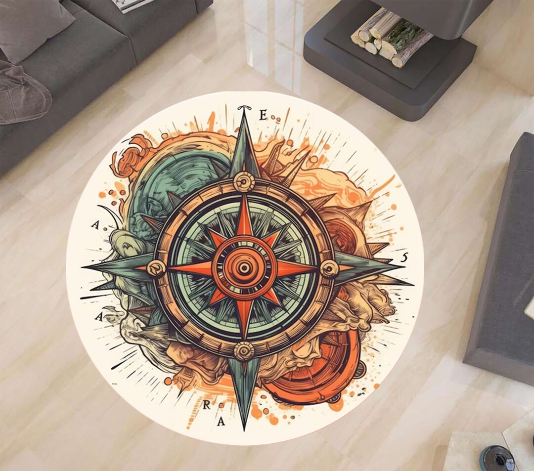 Compass Rug,round Rug,vintage Rug,medallion Rug,yacht Carpet,popular ...