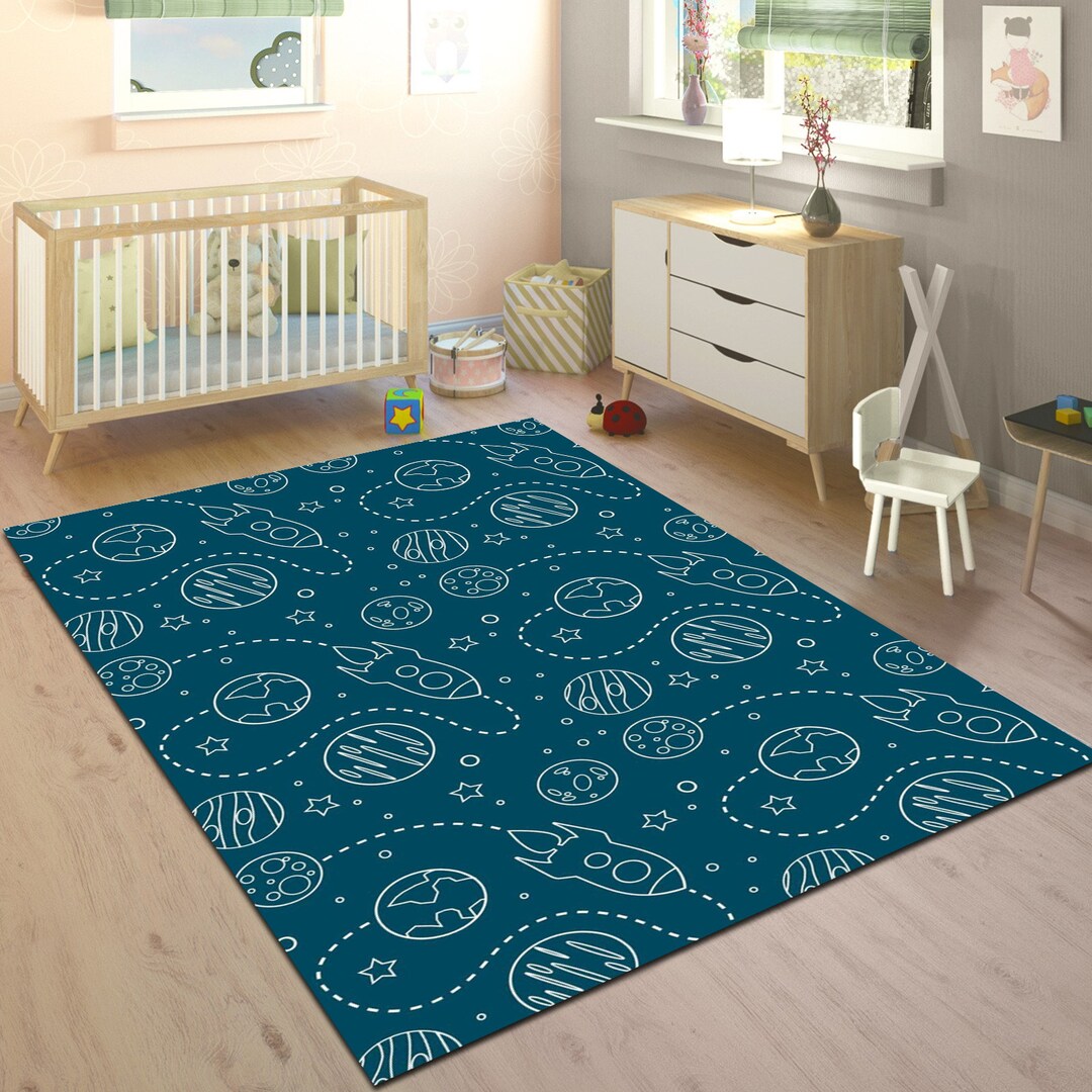 Planet Rug,space Carpet,universe Rug,kindergarten Carpet,blue Sky ...