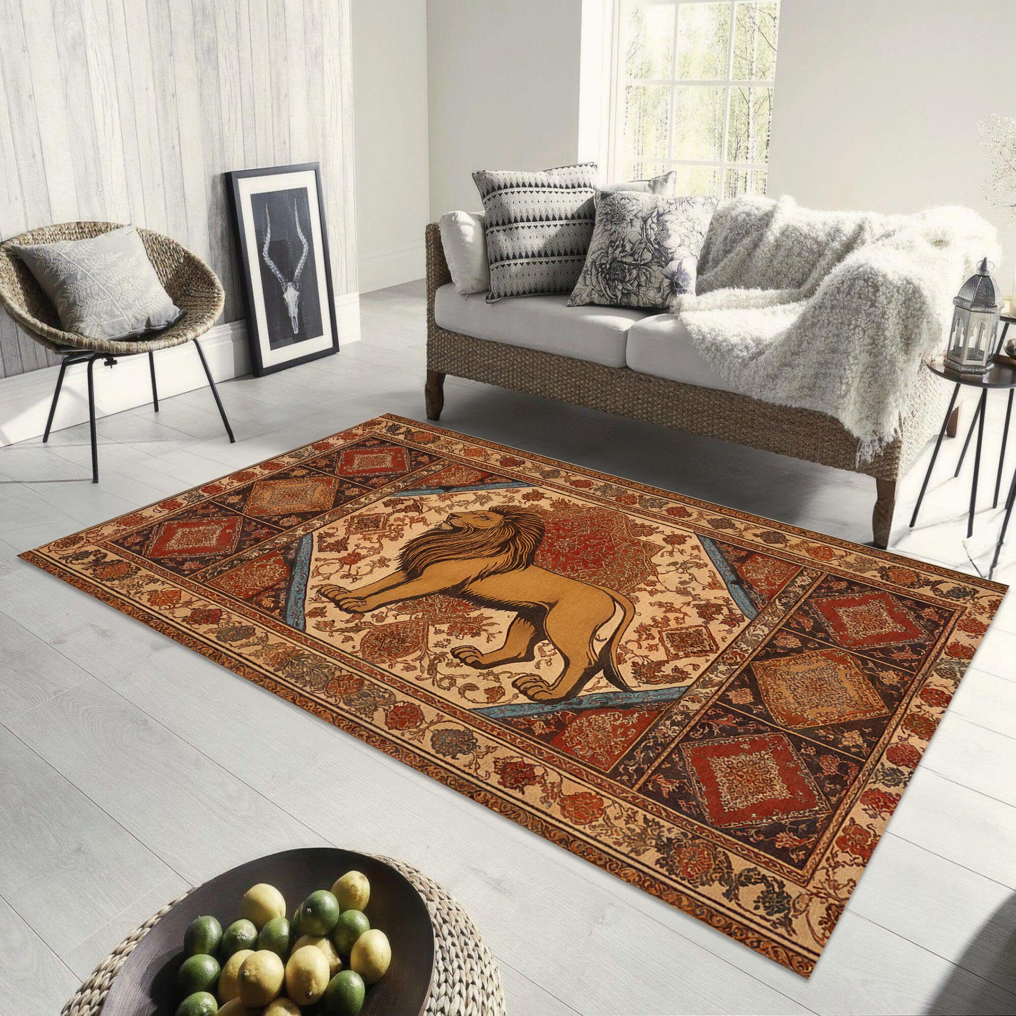Vintage Lion Area Rug: Animal Art Carpet, Modern Home Decor - Etsy