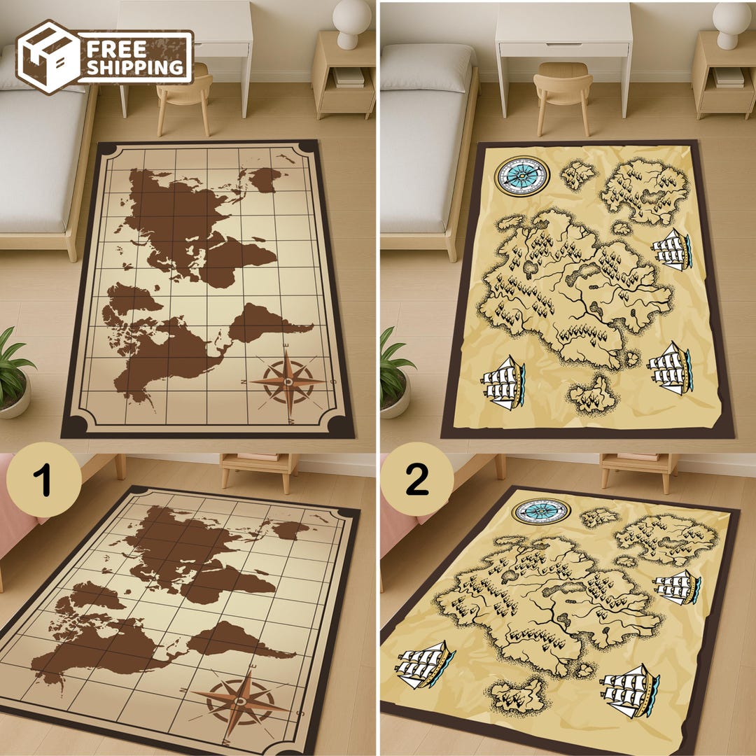 2d Map Rug World Map Rug: Educational Nursery & Classroom Decor - Etsy