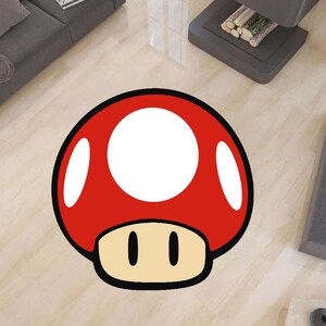 Red Mushroom Shaped Rug: Pop Art Nursery Carpet