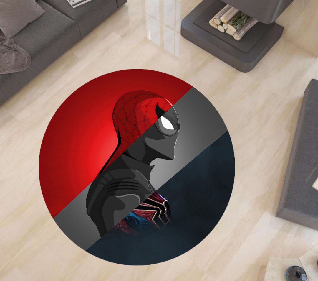 Spiderman Round Rug: Superhero Design, Boys Room Carpet - Etsy UK