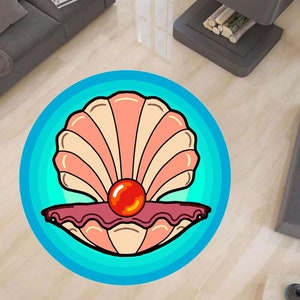 Seashell Rug,Pearl Carpet,Ocean Carpet,Sea Rug,Sea Creatures Carpet,Nursery Rug,Round Rug,Kids Room Rug,Popular Rug,Under The Sea Rug