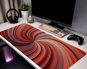 Abstract Swirl Mouse Pad, Retro Spiral Desk Mat, Aesthetic Gaming Mousepad, Modern Desk Decor, Colorful Desk Mat, Trippy Mouse Pad
