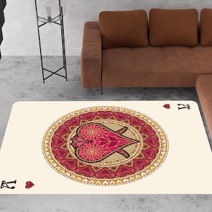 Tappeto a forma di cuore, tappeto a forma di carte da gioco, tappeto da poker, tappeto a forma di carte da gioco, tappeto per sala giochi, tappeto modesto, tappeto popolare, tappeto di lusso, tappeto in stile gotico, tappeto per la stanza delle ragazze